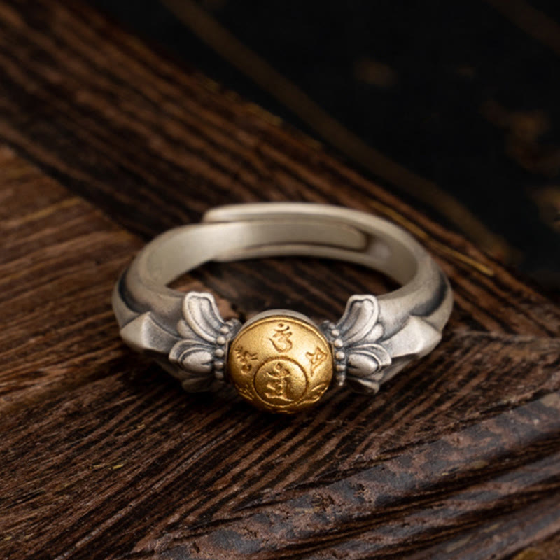 Anello regolabile Buddha Stones 925 Sterling Silver Manjusri Mantra Om Mani Padme Hum Peace - Regolabile - image 0