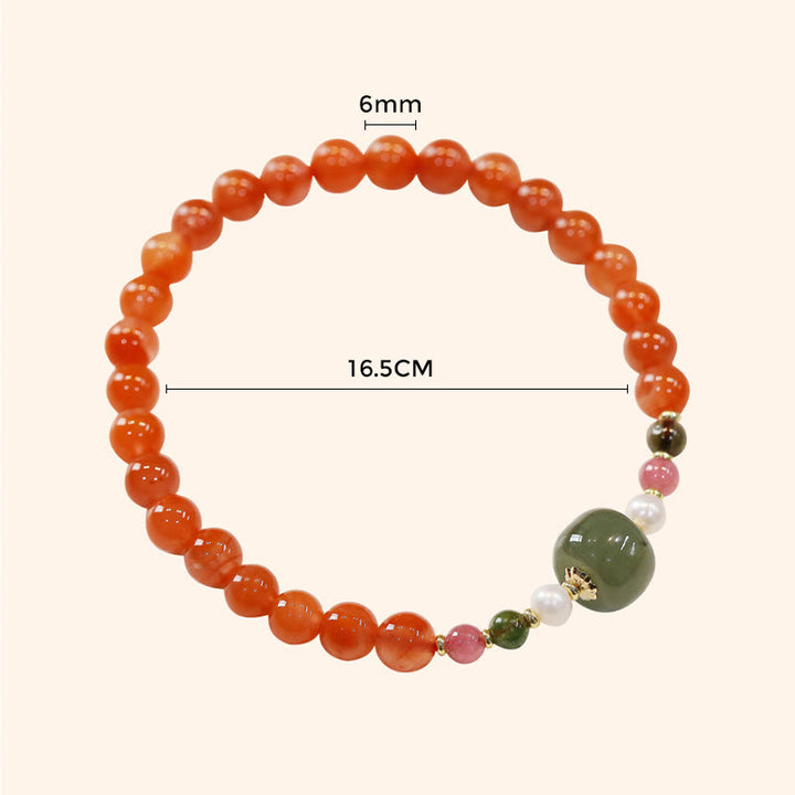 Braccialetto di fiducia e calma in agata rossa naturale Buddha Stones Hetian Jade Bead