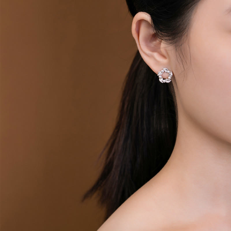 Buddha Stones 925 Sterling Silver Perla Foglia Design Guarigione Saggezza Collana Pendente Anello Orecchini Set