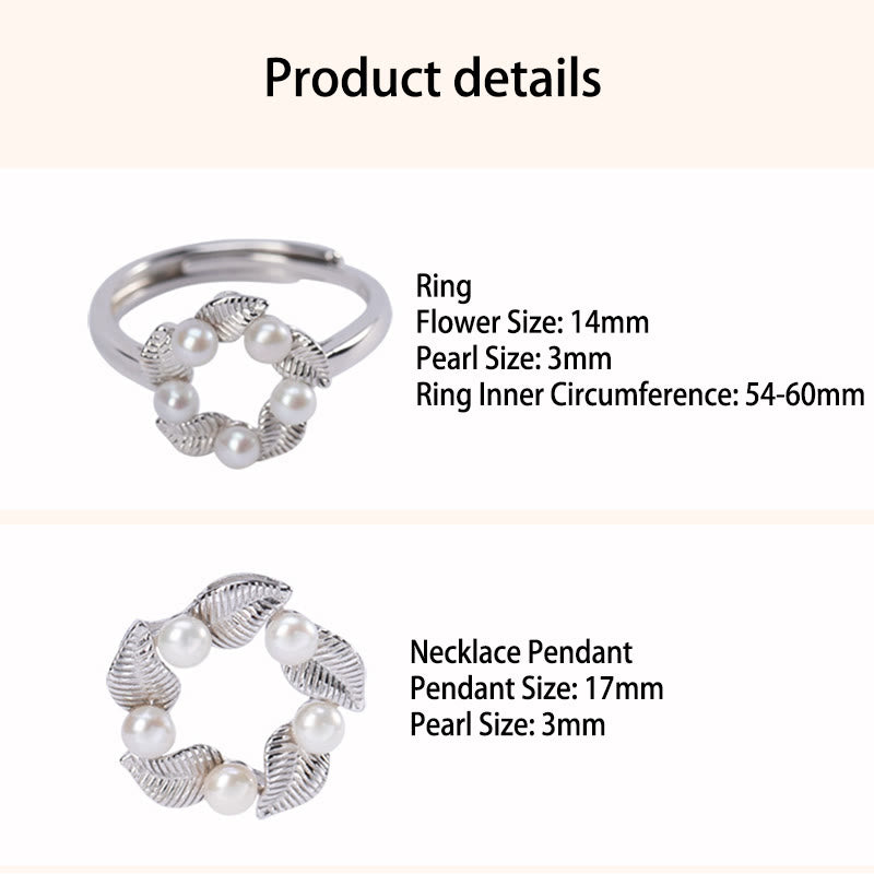 Buddha Stones 925 Sterling Silver Perla Foglia Design Guarigione Saggezza Collana Pendente Anello Orecchini Set