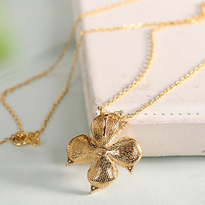 Buddha Stones 925 Sterling Silver Perla Petali di fiori rossi Design Saggezza Collana Ciondolo Orecchini Set