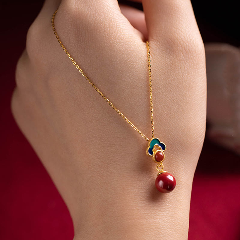 Buddha Stones 925 Sterling Silver Placcato Oro Cinabro Agata Rossa Benedizione Collana Pendente Orecchini Anello Set