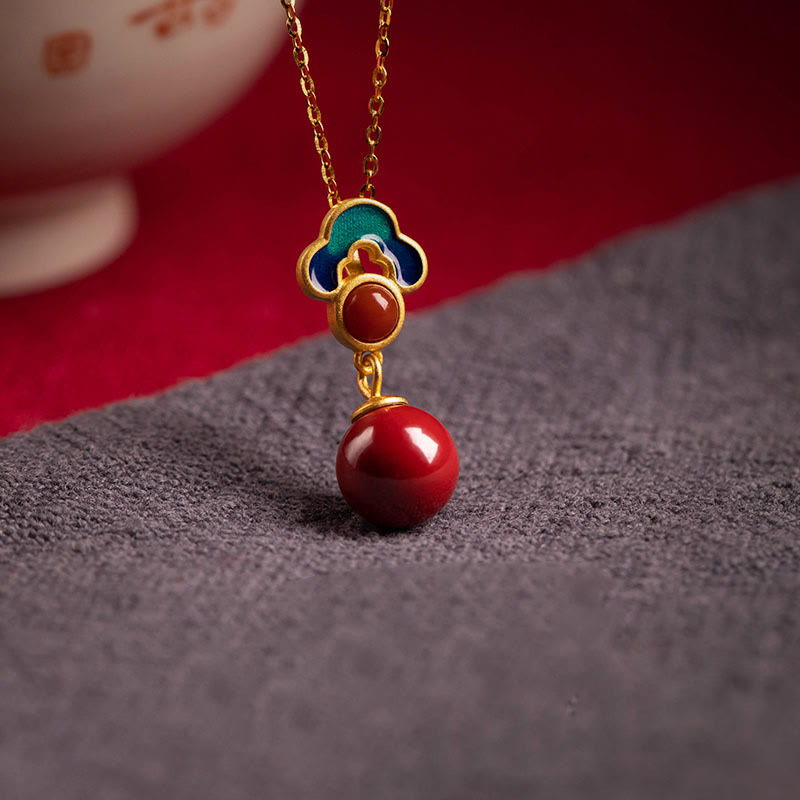 Buddha Stones 925 Sterling Silver Placcato Oro Cinabro Agata Rossa Benedizione Collana Pendente Orecchini Anello Set