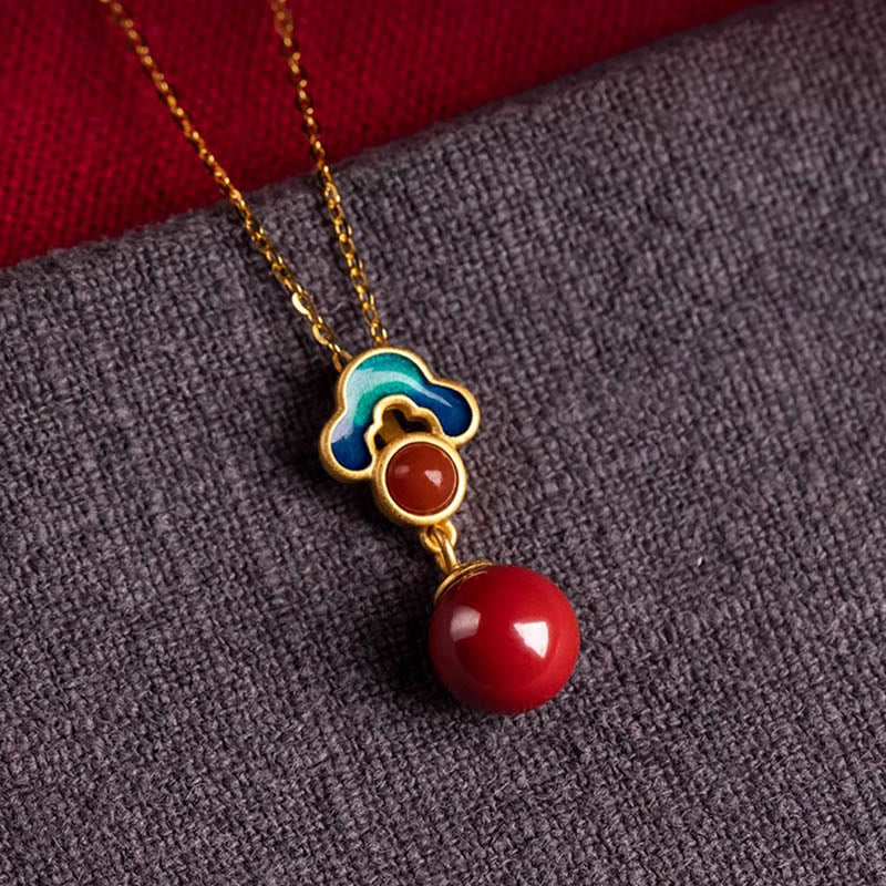 Buddha Stones 925 Sterling Silver Placcato Oro Cinabro Agata Rossa Benedizione Collana Pendente Orecchini Anello Set