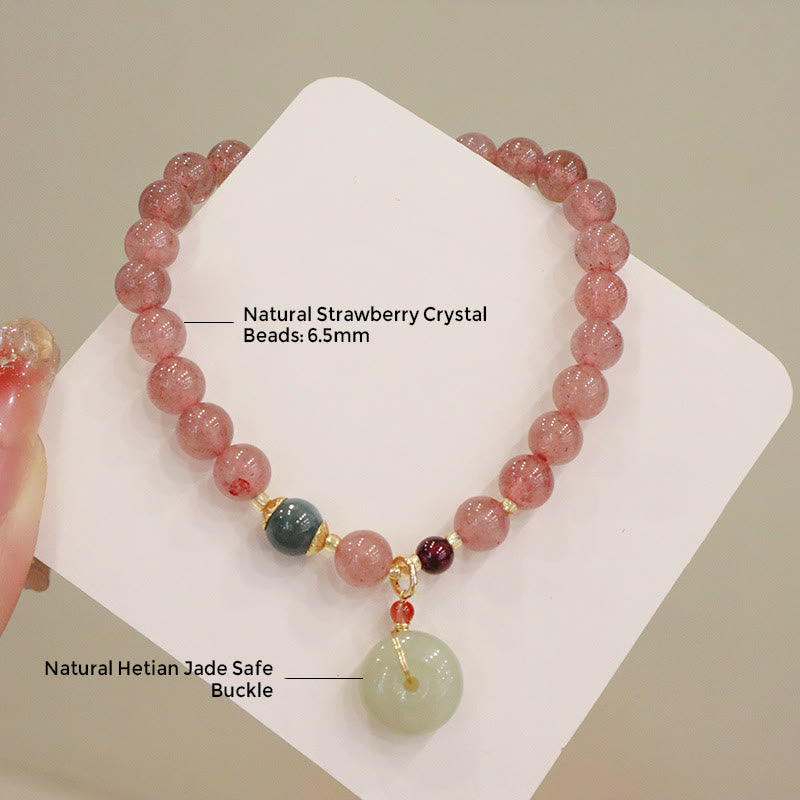 Buddha Stones, quarzo fragola naturale, giada, fibbia della pace, portamonete, braccialetto curativo