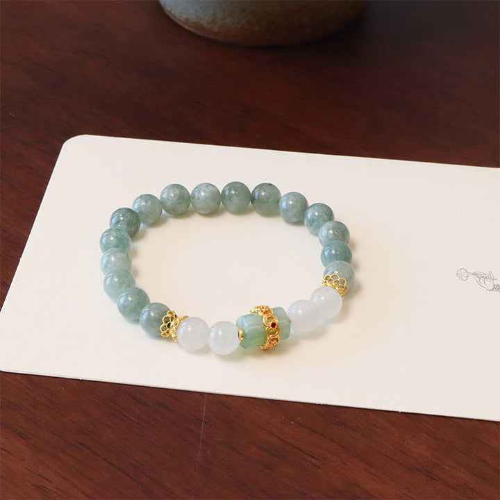 Braccialetto portafortuna con fibbia della pace in giada a doppio strato singolo Buddha Stones