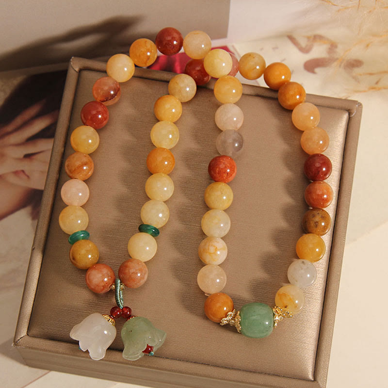 Braccialetto portafortuna a doppio strato con campanella e orchidea in seta dorata naturale del Tibet, Buddha Stones