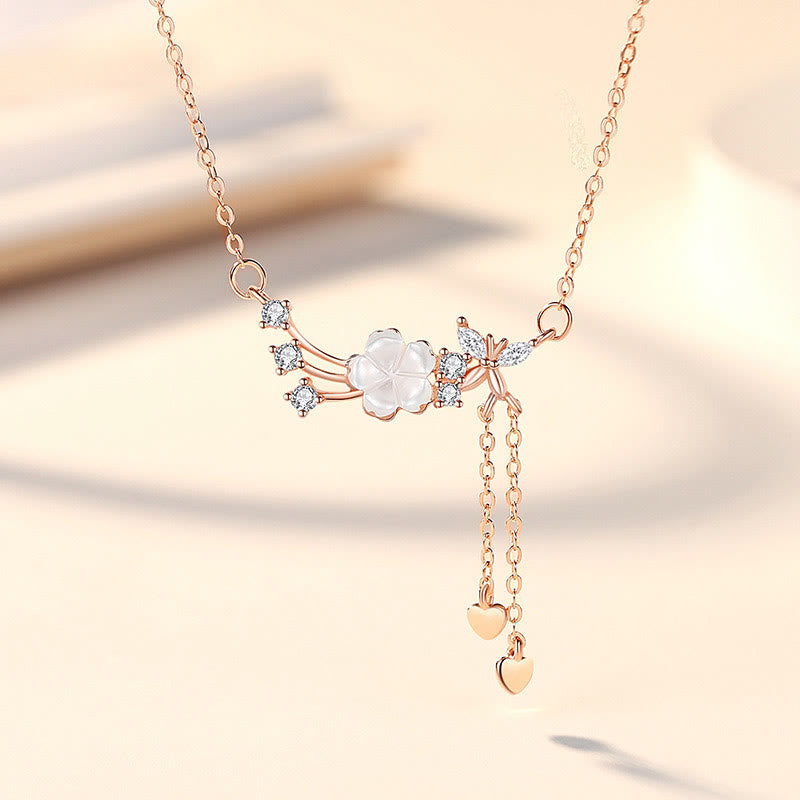 Set di orecchini pendenti con collana e farfalla in argento sterling 925 Buddha Stones
