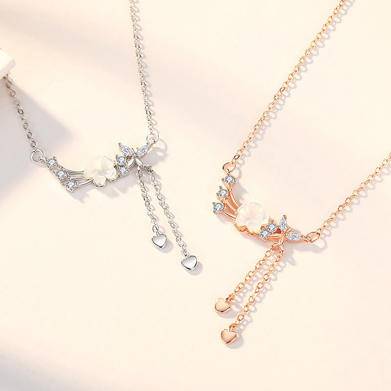 Set di orecchini pendenti con collana e farfalla in argento sterling 925 Buddha Stones