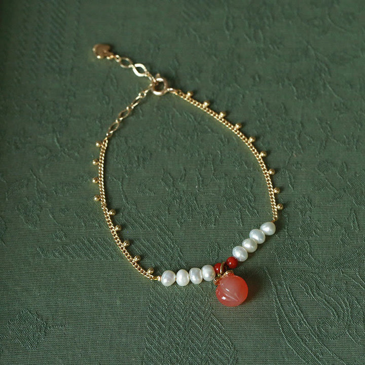 Buddha Stones placcate in oro rame naturale agata Yanyuan perla collana pendente braccialetto orecchini set positivo