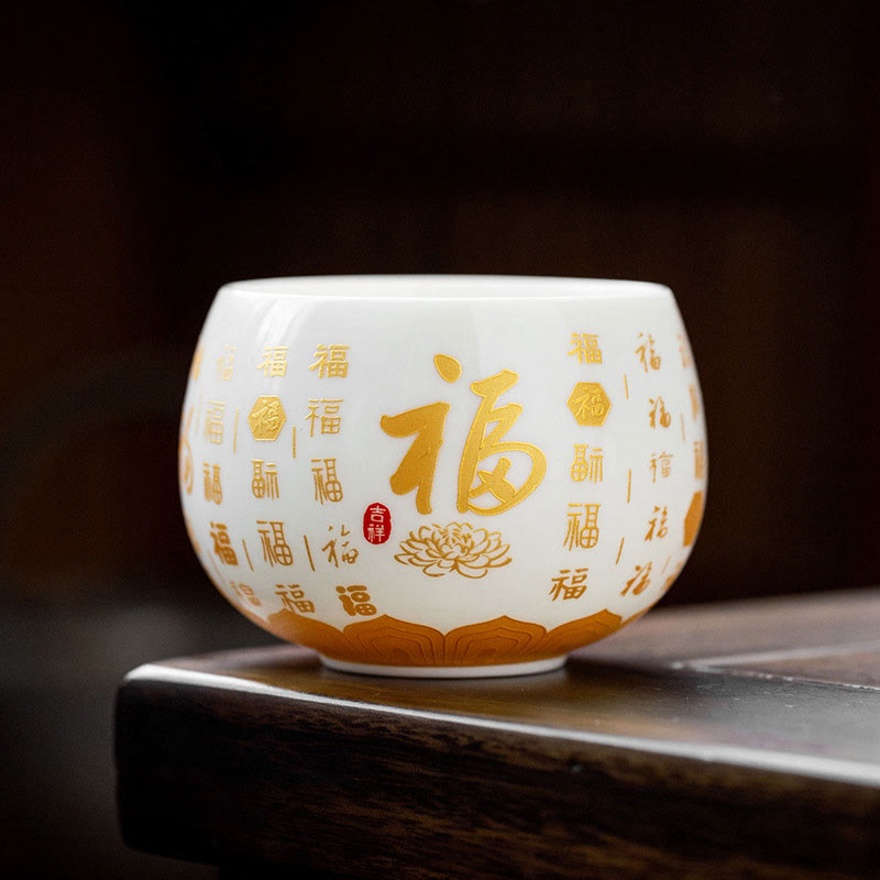 Buddha Stones Sutra del cuore buddista Piccolo carattere Fu Tazza da tè in ceramica Gaiwan Tazza da tè Kung Fu e piattino con coperchio