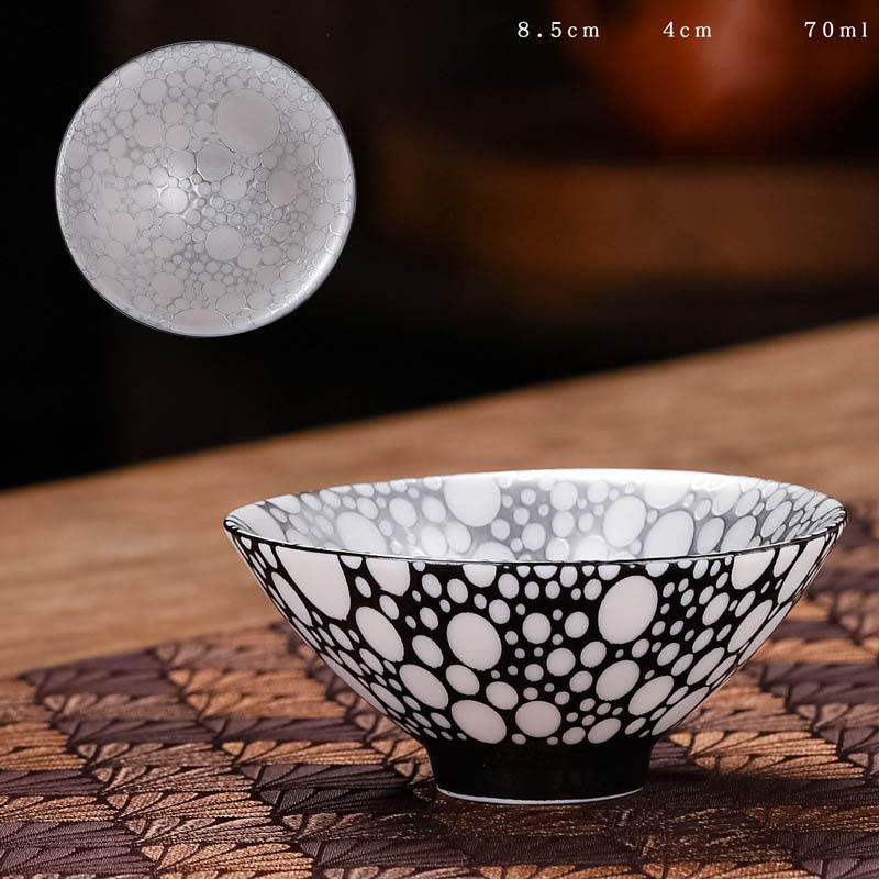 Buddha Stones Tibet Modello Fu Carattere Tazza da tè in ceramica argento dorato Tazze da tè Kung Fu 55 ml