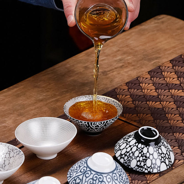 Buddha Stones Tibet Modello Fu Carattere Tazza da tè in ceramica argento dorato Tazze da tè Kung Fu 55 ml