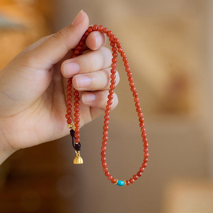 Buddha Stones 925 Sterling Silver Placcato Oro Naturale Agata Rossa Turchese Fiducia Bracciale Collana Ciondolo Anello Set