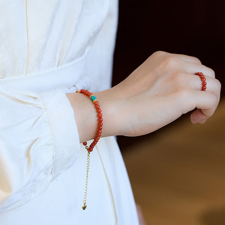 Buddha Stones 925 Sterling Silver Placcato Oro Naturale Agata Rossa Turchese Fiducia Bracciale Collana Ciondolo Anello Set