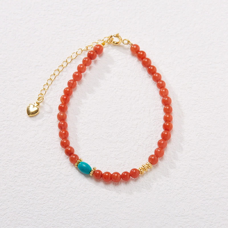 Buddha Stones 925 Sterling Silver Placcato Oro Naturale Agata Rossa Turchese Fiducia Bracciale Collana Ciondolo Anello Set
