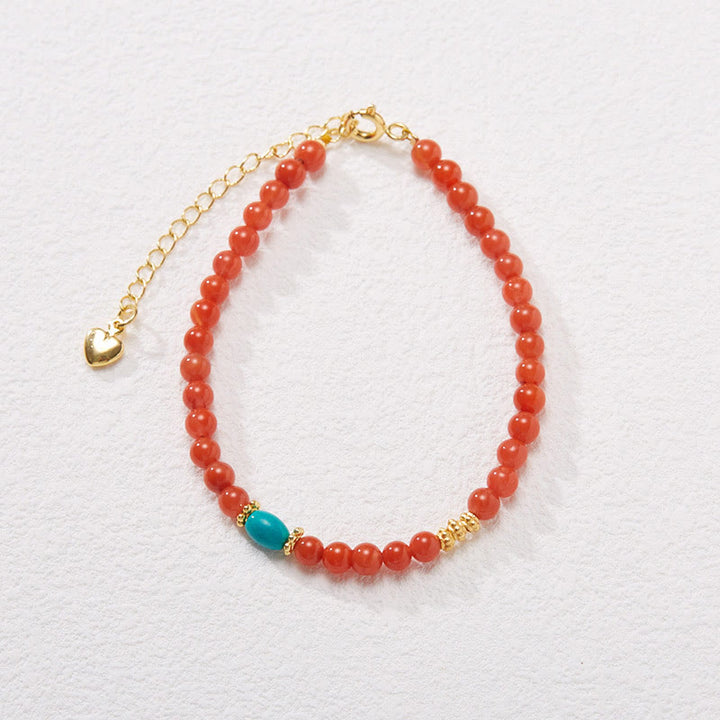 Buddha Stones 925 Sterling Silver Placcato Oro Naturale Agata Rossa Turchese Fiducia Bracciale Collana Ciondolo Anello Set