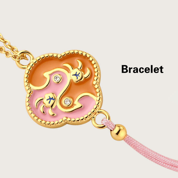 Buddha Stones 18K placcato oro rame due uccelli zircone guarigione collana ciondolo bracciale orecchini set