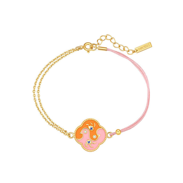 Buddha Stones 18K placcato oro rame due uccelli zircone guarigione collana ciondolo bracciale orecchini set
