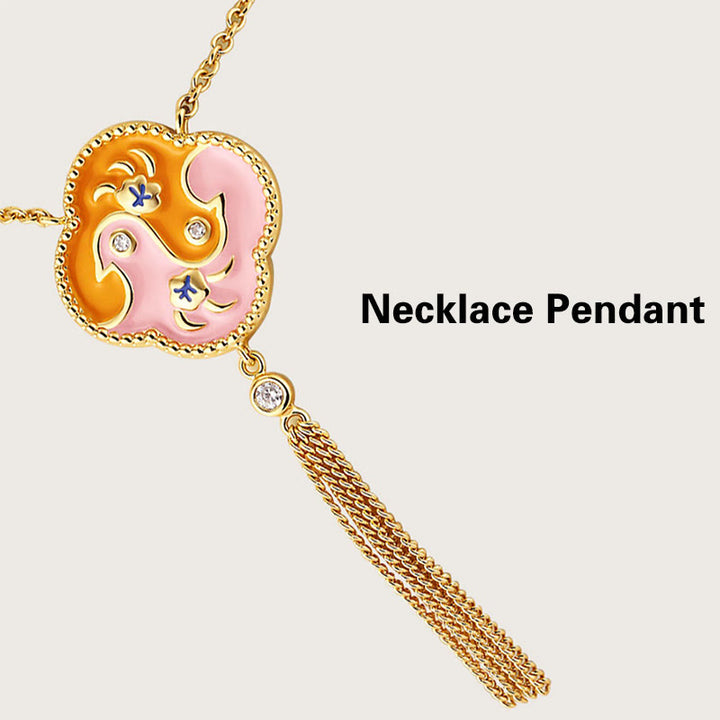 Buddha Stones 18K placcato oro rame due uccelli zircone guarigione collana ciondolo bracciale orecchini set