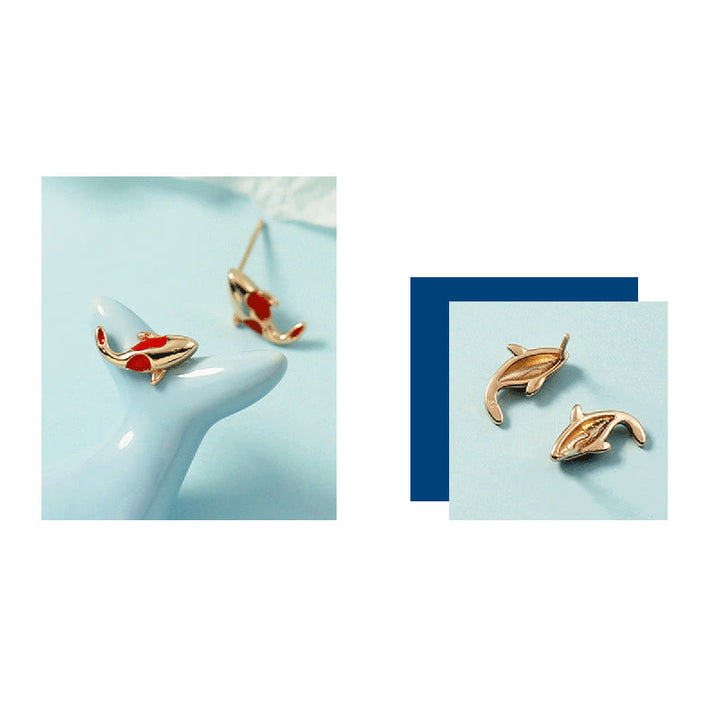 Buddha Stones Rame Koi Pesce Ricchezza Collana Pendente Corda Rossa Bracciale Orecchini Set