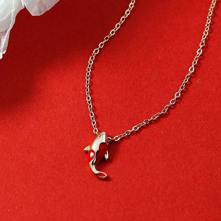 Buddha Stones Rame Koi Pesce Ricchezza Collana Pendente Corda Rossa Bracciale Orecchini Set