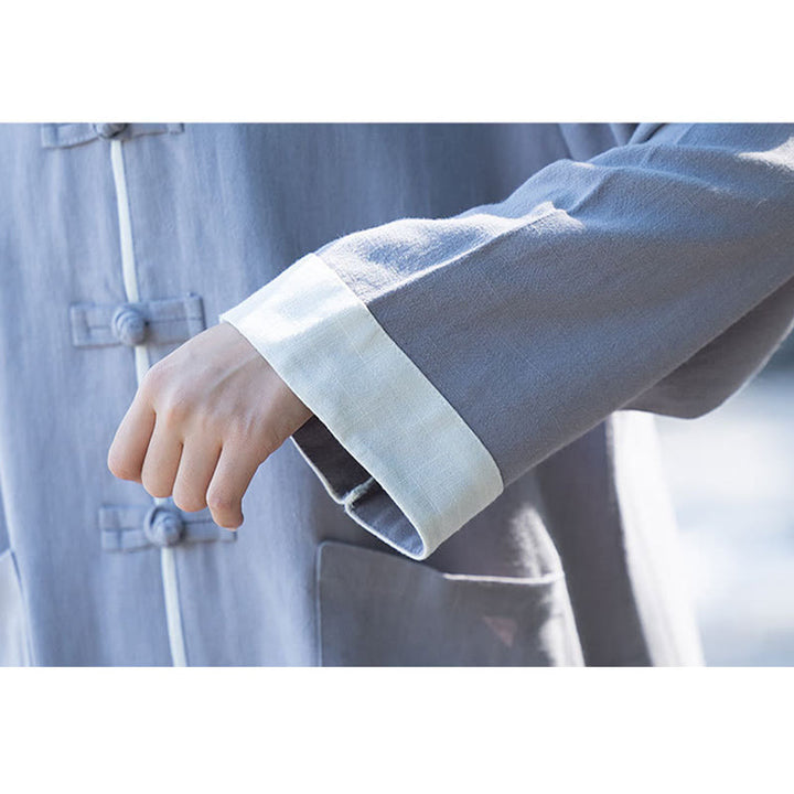 Buddha Stones 2 pezzi rana-bottoni manica lunga camicia top pantaloni meditazione zen tai chi cotone lino abbigliamento donna set - image 12