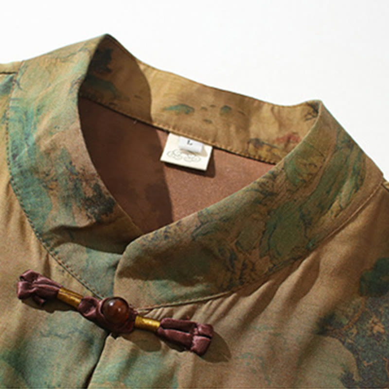 Maglietta da uomo con maniche a tre quarti, motivo cinese con paesaggio Buddha Stones drago cinese - image 9