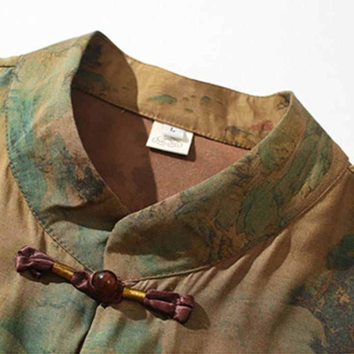 Maglietta da uomo con maniche a tre quarti, motivo cinese con paesaggio Buddha Stones drago cinese - image 9