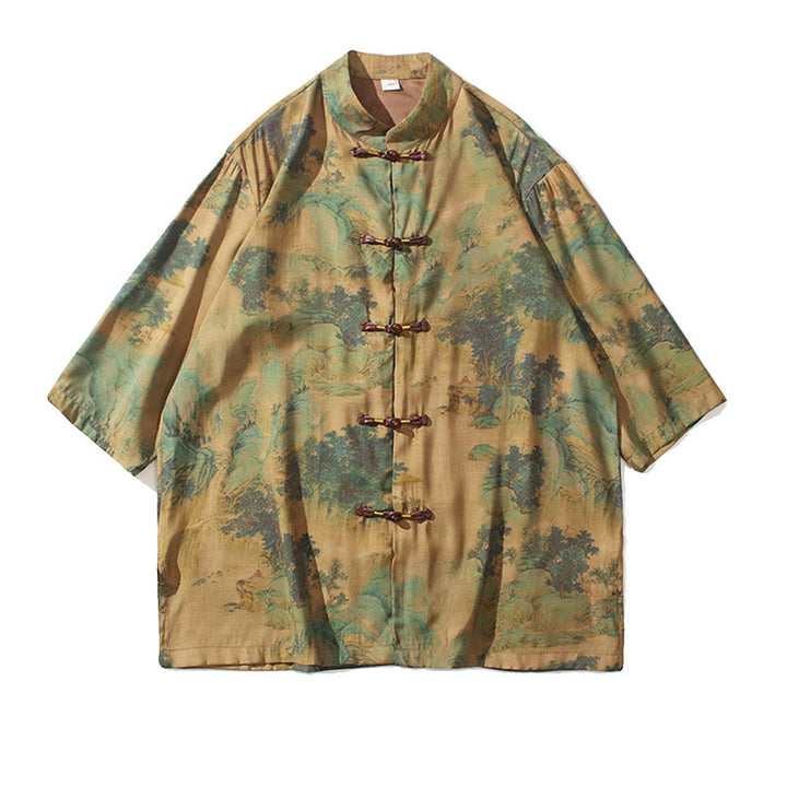 Maglietta da uomo con maniche a tre quarti, motivo cinese con paesaggio Buddha Stones drago cinese - image 12