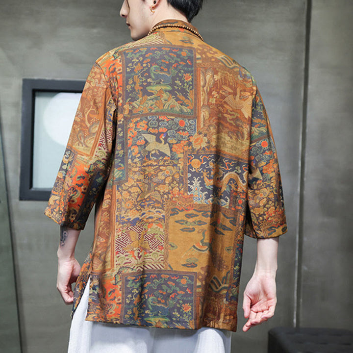 Maglietta da uomo con maniche a tre quarti, motivo cinese con paesaggio Buddha Stones drago cinese - image 15