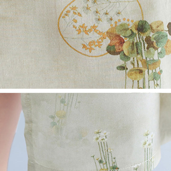 Abito midi cheongsam con stampa di Buddha Stones, con maniche a tre quarti e tasche - image 9
