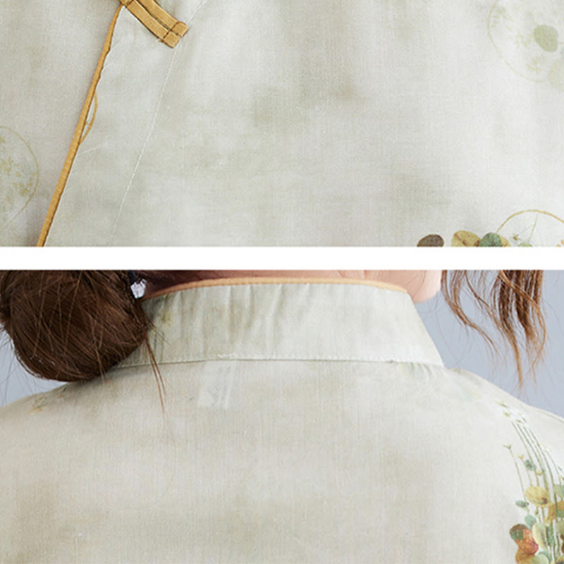 Abito midi cheongsam con stampa di Buddha Stones, con maniche a tre quarti e tasche - image 8