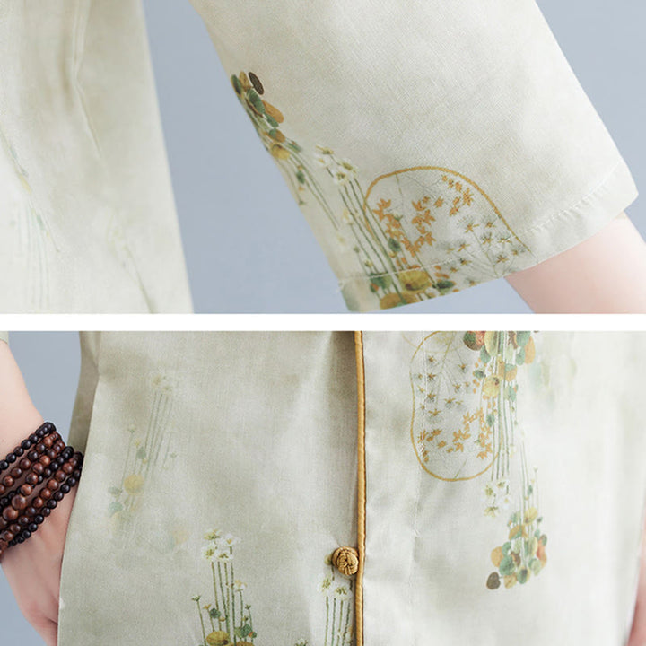 Abito midi cheongsam con stampa di Buddha Stones, con maniche a tre quarti e tasche - image 10