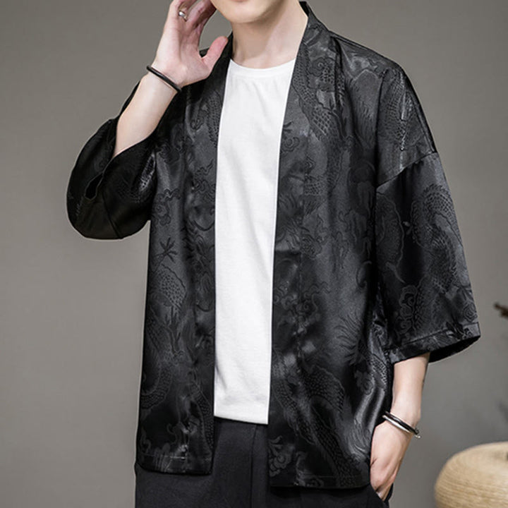 Buddha Stones Chinese Dragon Giacca aperta sul davanti Kimono da uomo - image 9