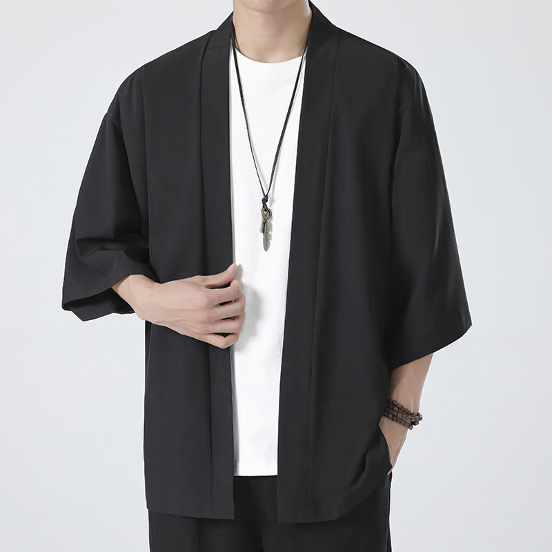 Giacca kimono da uomo con apertura frontale tinta unita Buddha Stones - image 1
