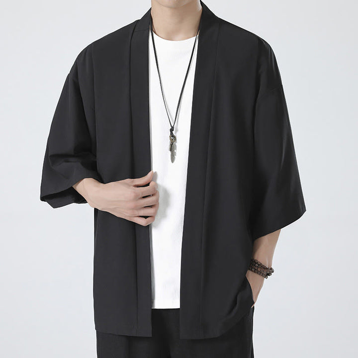 Giacca kimono da uomo con apertura frontale tinta unita Buddha Stones - image 1