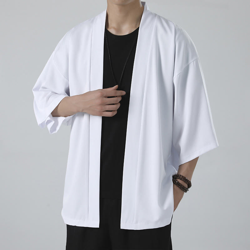 Giacca kimono da uomo con apertura frontale tinta unita Buddha Stones - Giacca bianca (solo giacca) - US/UK/AU46, EU56 (5XL) - image 7
