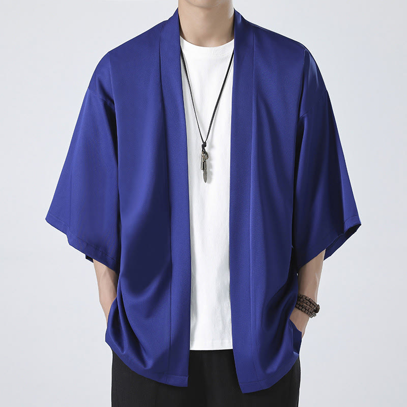 Giacca kimono da uomo con apertura frontale tinta unita Buddha Stones - Blu (solo giacca) - US/UK/AU46, EU56 (5XL) - image 20