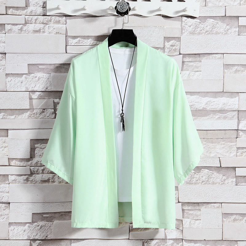 Giacca kimono da uomo con apertura frontale tinta unita Buddha Stones - Verde (solo giacca) - US/UK/AU46, EU56 (5XL) - image 24