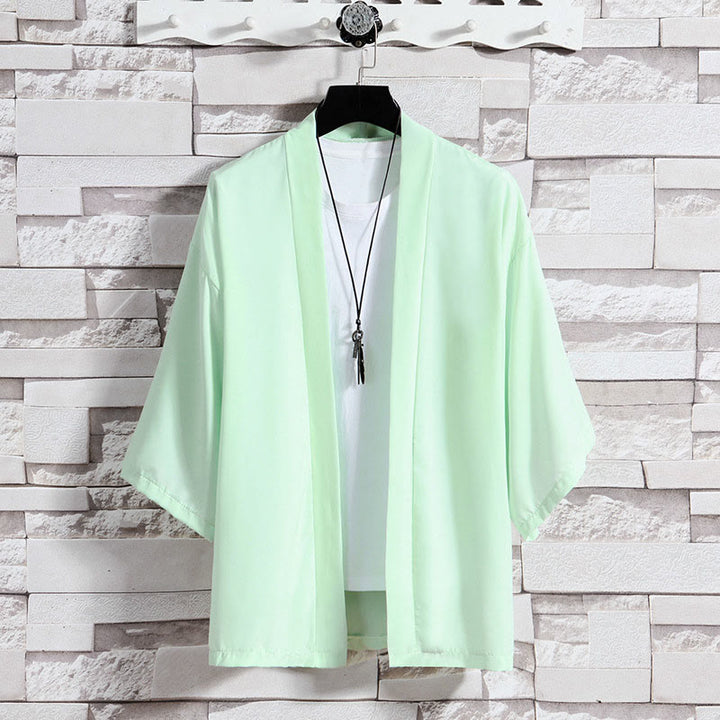 Giacca kimono da uomo con apertura frontale tinta unita Buddha Stones - Verde (solo giacca) - US/UK/AU46, EU56 (5XL) - image 24