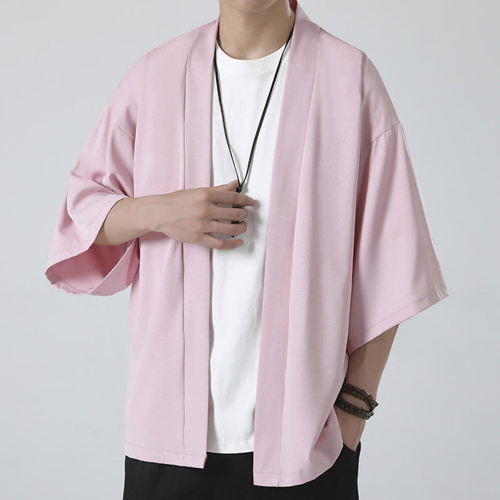 Giacca kimono da uomo con apertura frontale tinta unita Buddha Stones - Rosa (solo giacca) - US/UK/AU46, EU56 (5XL) - image 17