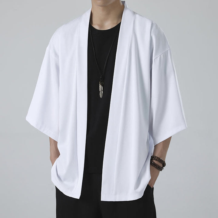 Giacca kimono da uomo con apertura frontale tinta unita Buddha Stones - image 11