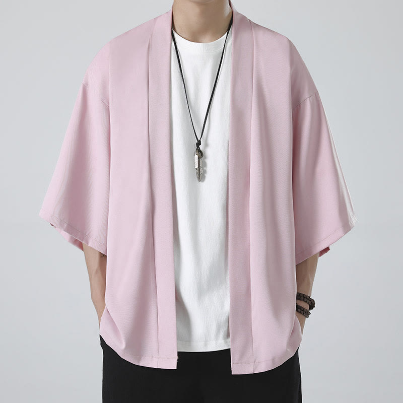 Giacca kimono da uomo con apertura frontale tinta unita Buddha Stones - image 18