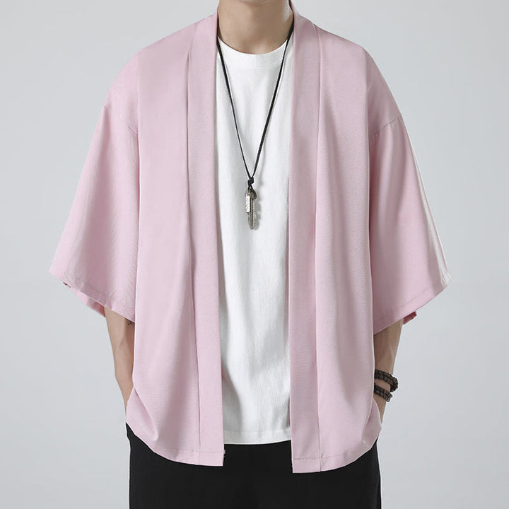 Giacca kimono da uomo con apertura frontale tinta unita Buddha Stones - image 18