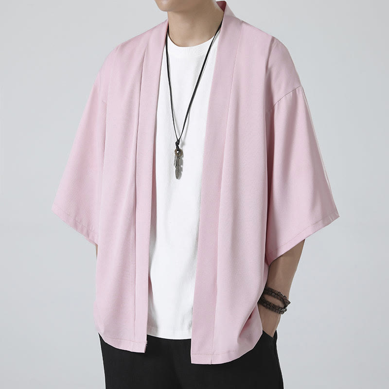Giacca kimono da uomo con apertura frontale tinta unita Buddha Stones - image 19