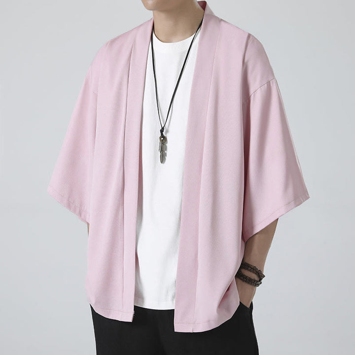 Giacca kimono da uomo con apertura frontale tinta unita Buddha Stones - image 19