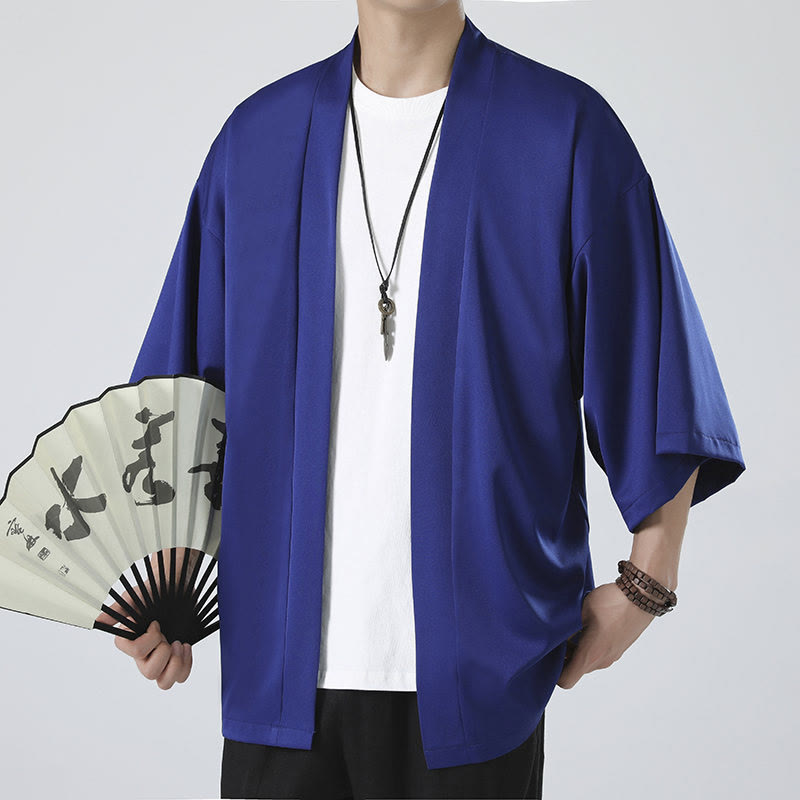 Giacca kimono da uomo con apertura frontale tinta unita Buddha Stones - image 21