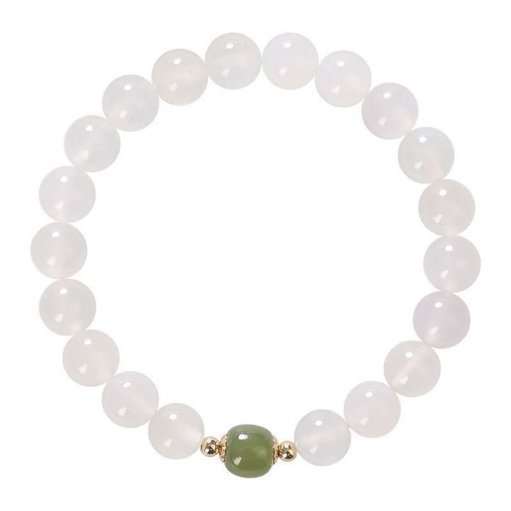 Braccialetto della fortuna in giada agata bianca naturale Buddha Stones