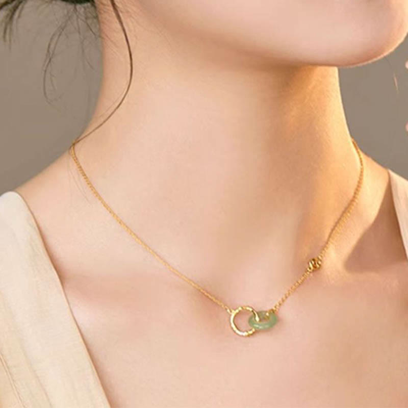 Buddha Stones 925 Sterling Silver Natural Green Aventurina Peace Buckle Bamboo Coin Prosperity Necklace Pendant - image 4